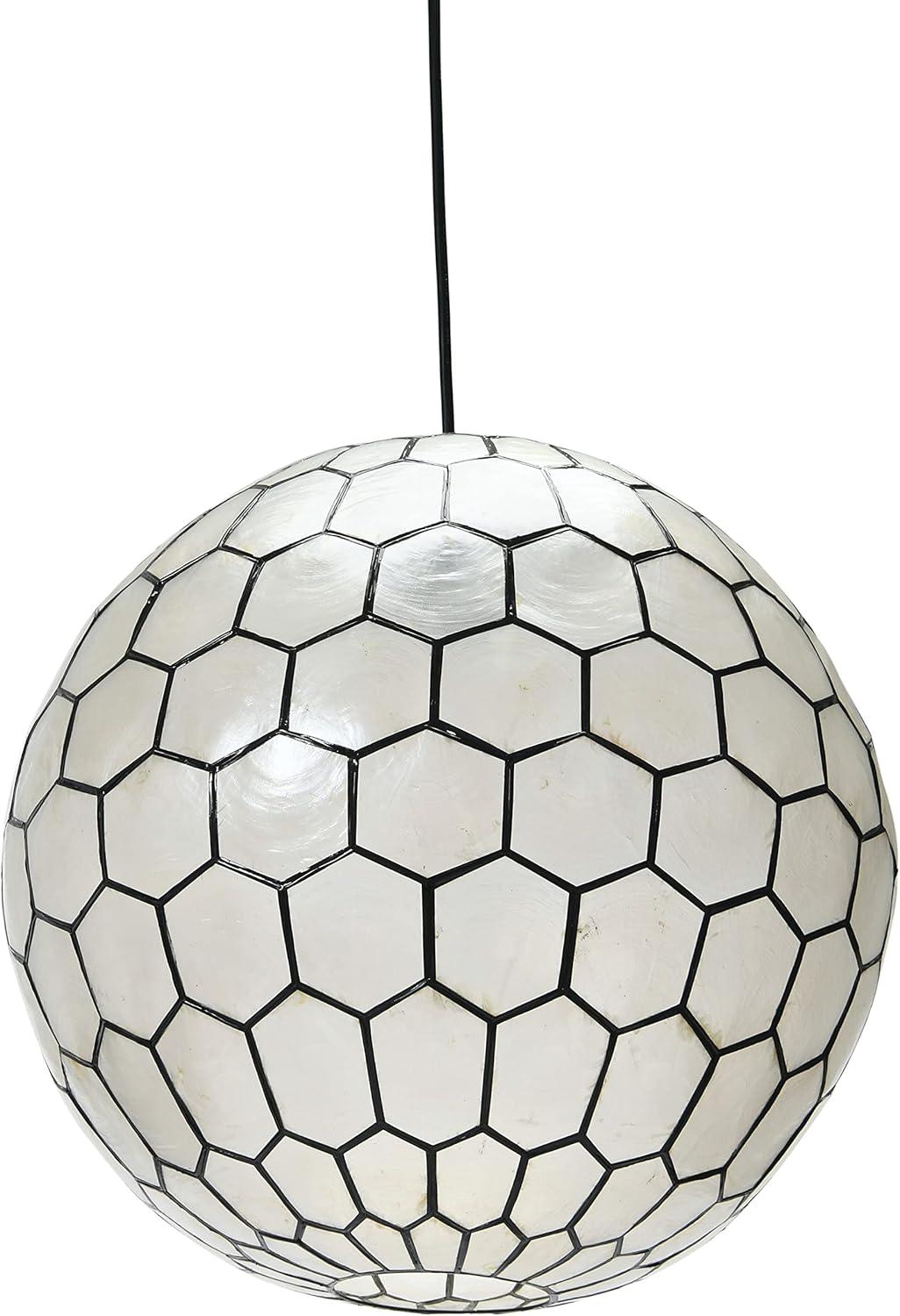 Capiz Honeycomb Globe Pendant Light - Black 16" Contemporary