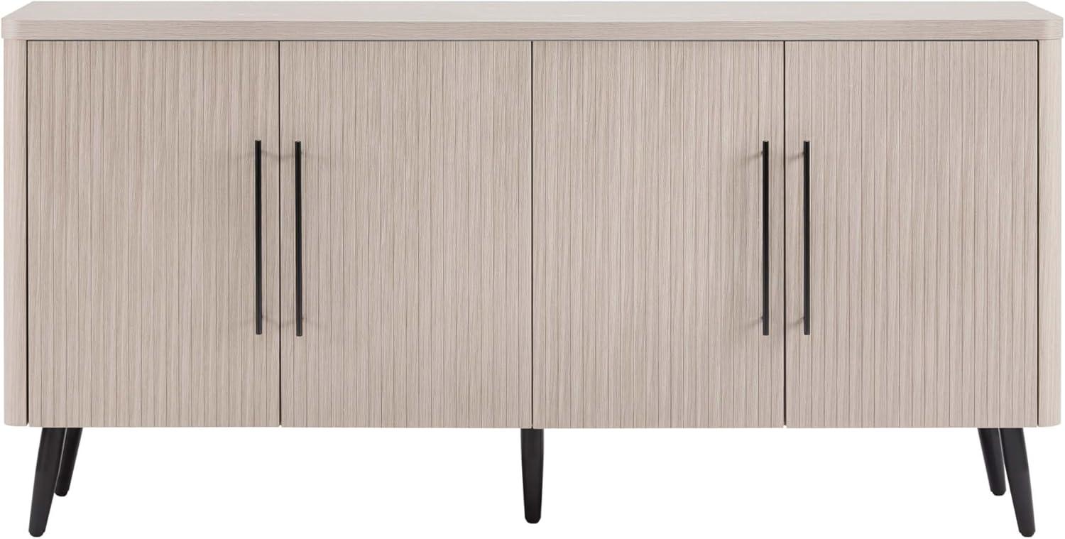 Manhattan Comfort Jodie 65" Mid-Century Modern Sideboard with 8 Adjustable Shelves in Whitewashed Oak