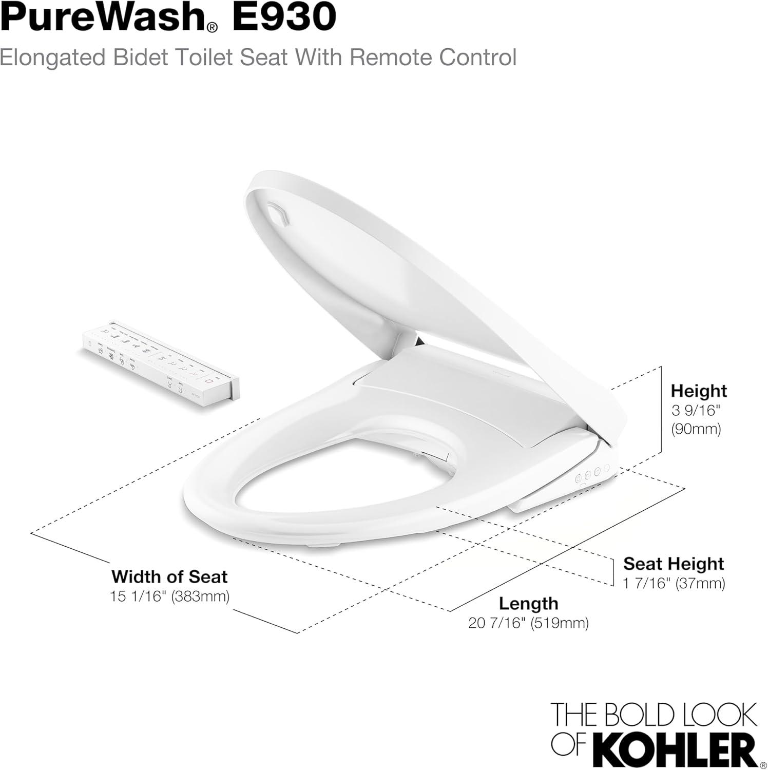 Purewash E930 Elongated Bidet Toilet Seat With Remote Control