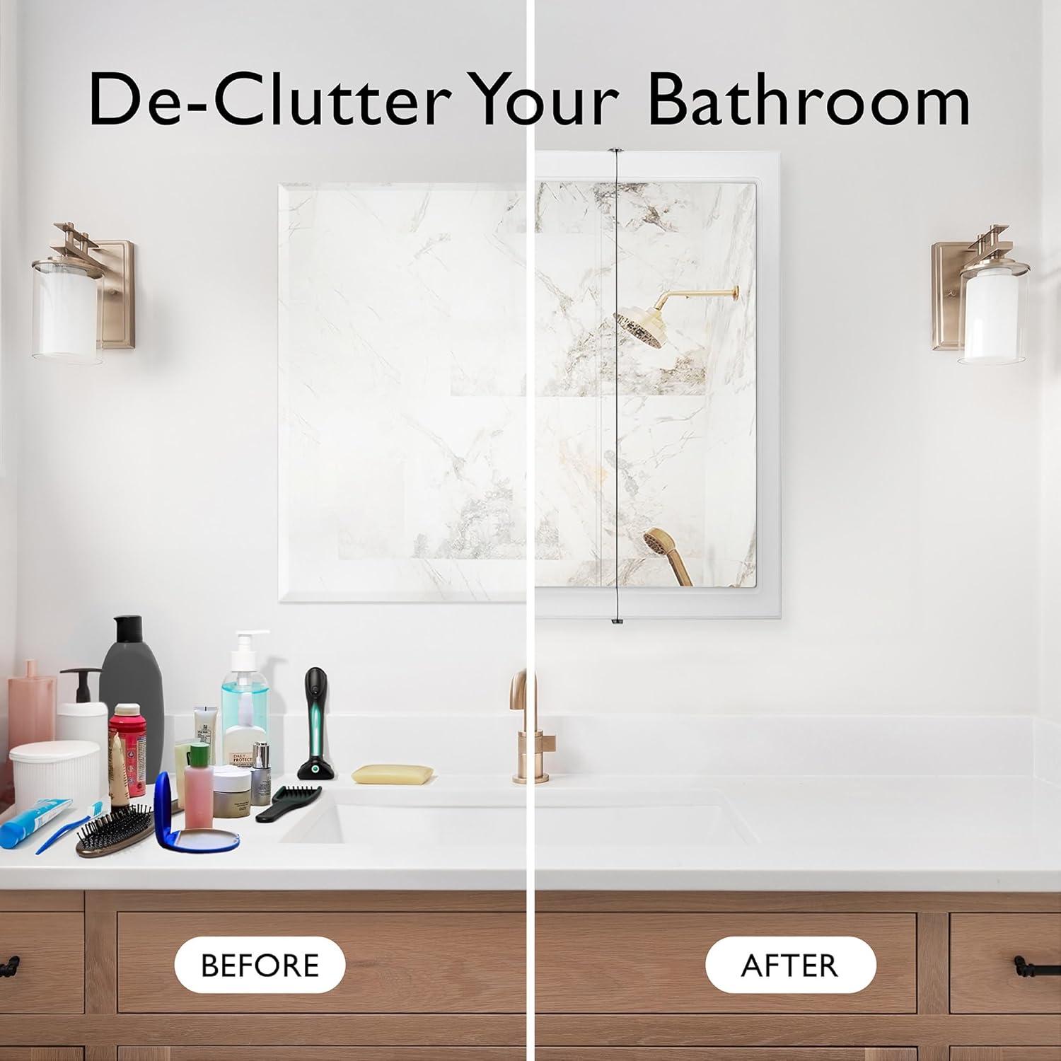 24 Inch Bathroom Medicine Cabinet, Wall Mounted, 3 Mirror, Doors White – Design House, 535849-WHT