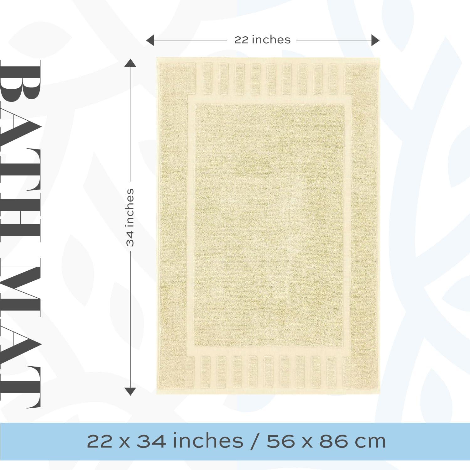 White Classic Cotton Bath Mat Floor Towel [Not a Rug] 2-Pack - 22x34" Beige