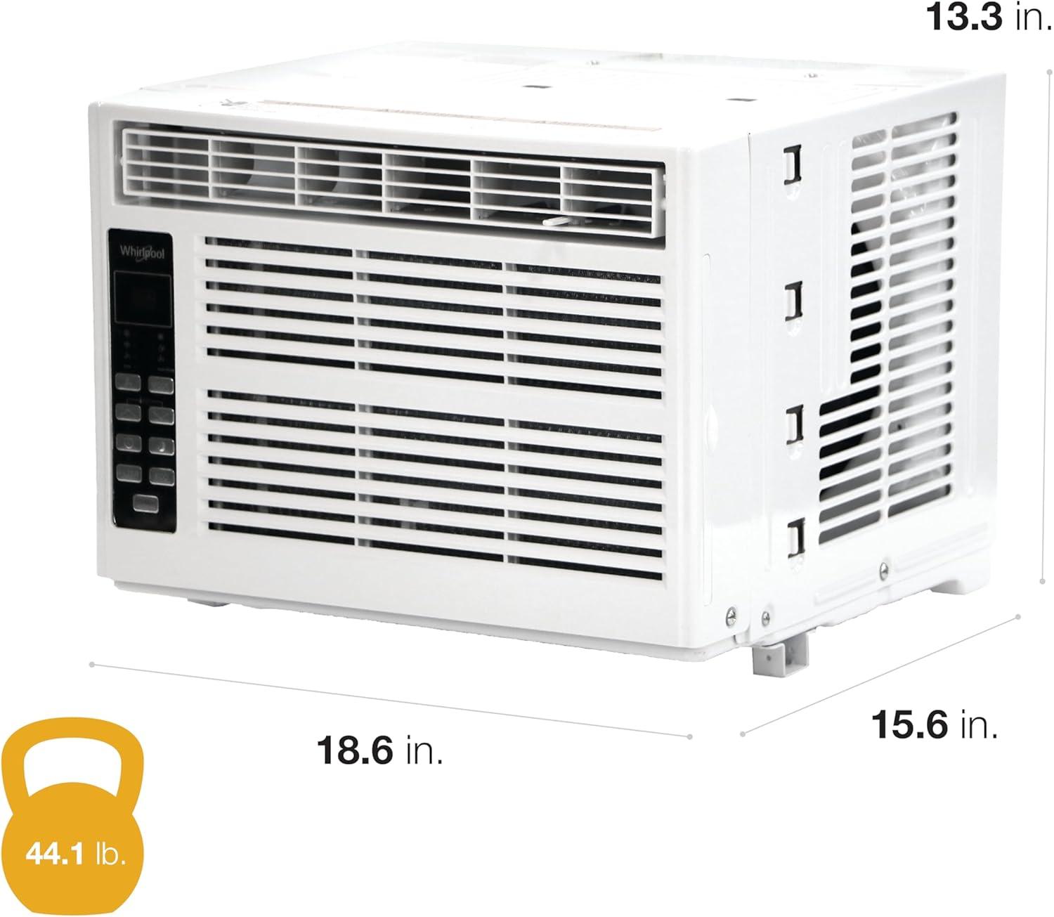 Whirlpool 6000 BTU 115V Window Mounted Air Conditioner and Dehumidifier: 3 Speeds, 8-Way Air Control, 200-500 sq. ft.