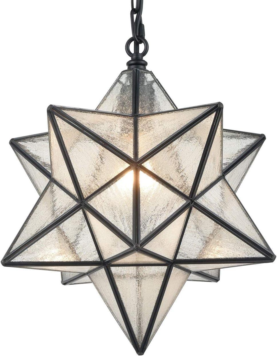 Moravian Star 14'' Black Seeded Glass Pendant Light with Adjustable Chain