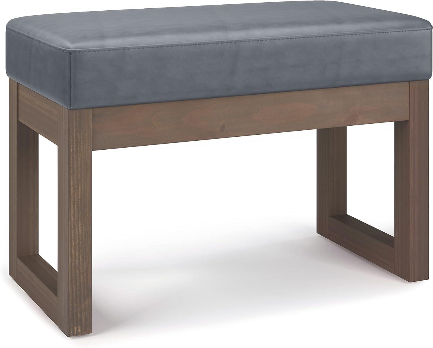 Simpli Home Milltown Ottoman Bench with Upholstered Seat and Solid Wood Frame