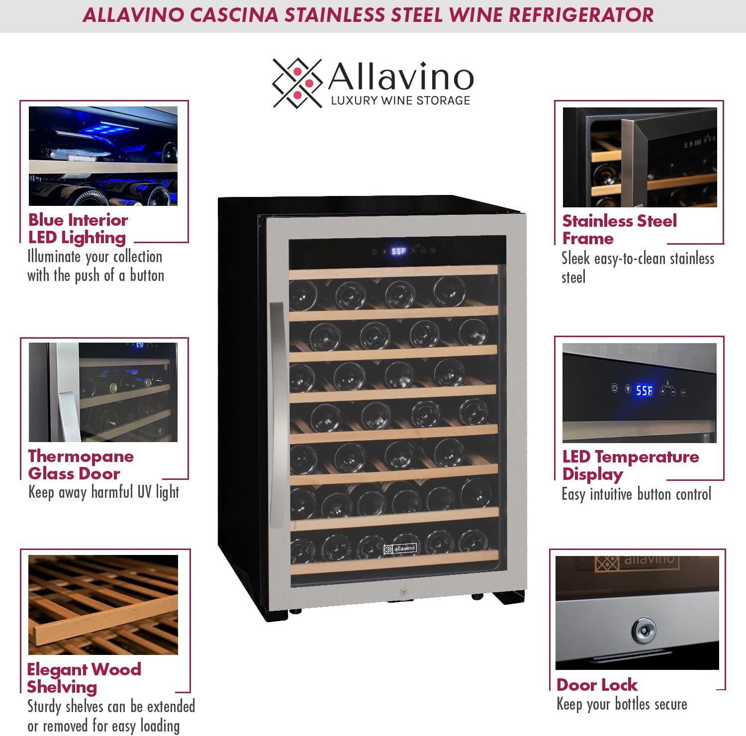 Allavino 22'' 55 Bottle Single Zone Freestanding Wine Refrigerator