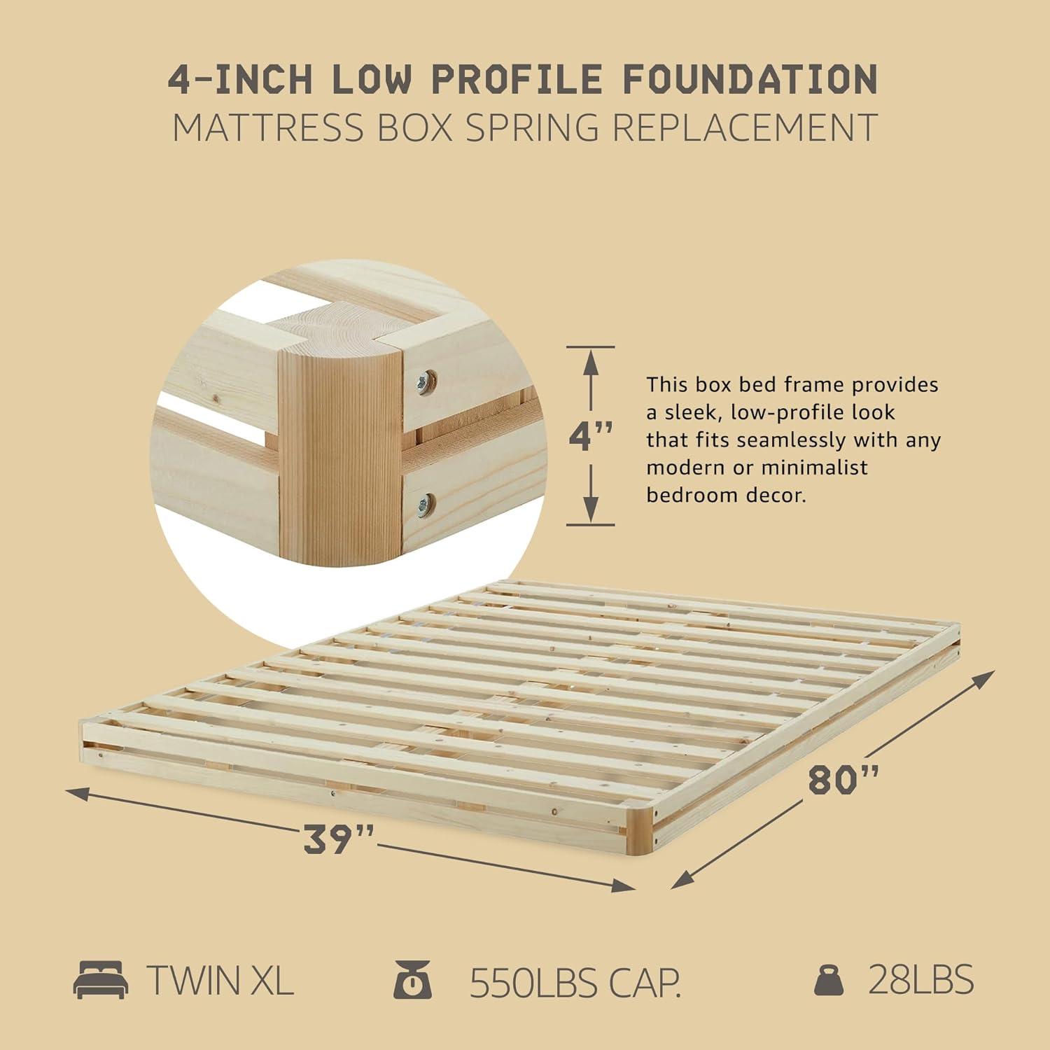 Hercules 4 Inch Low Profile Foundation Mattress Box Spring Replacement