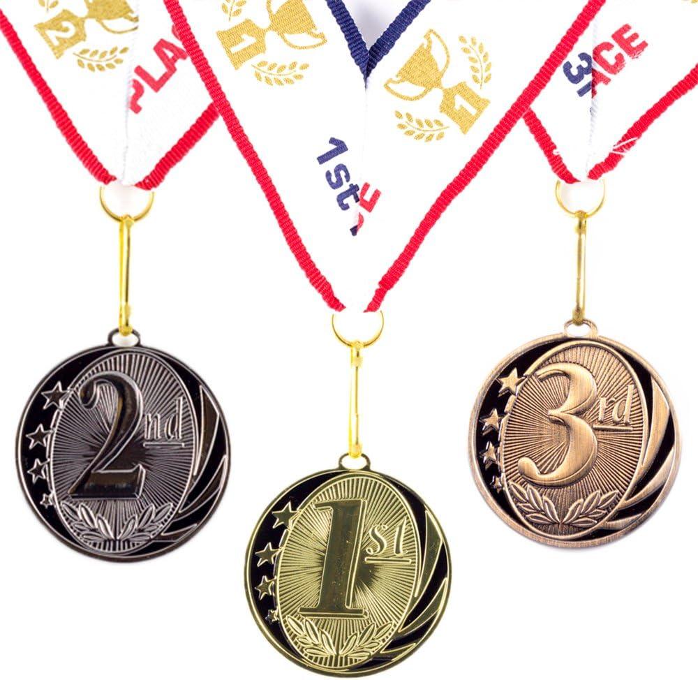 1st 2nd 3rd Place MidNite Star Award Medals - 3 Piece Set (Gold, Silver, Bronze) - Includes Ribbon