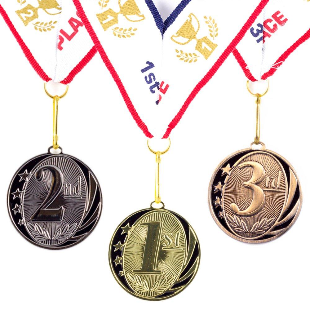 1st 2nd 3rd Place MidNite Star Award Medals - 3 Piece Set (Gold, Silver, Bronze) - Includes Ribbon
