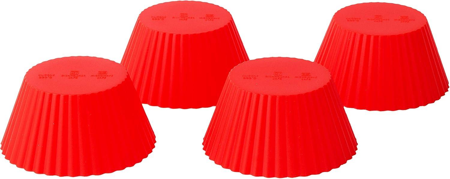 Bright Red Silicone Round Cupcake and Muffin Liners, Set of 12