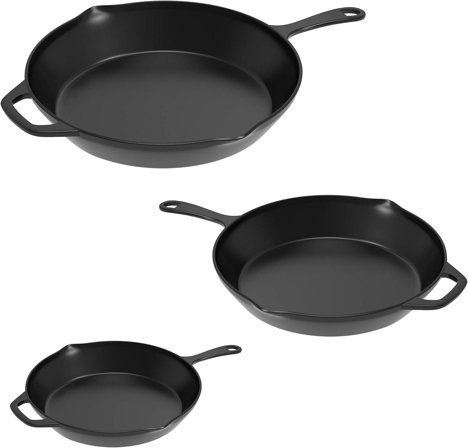 Hastings Home Nonstick Cast Iron Frying Pan Set - 3 Skillets