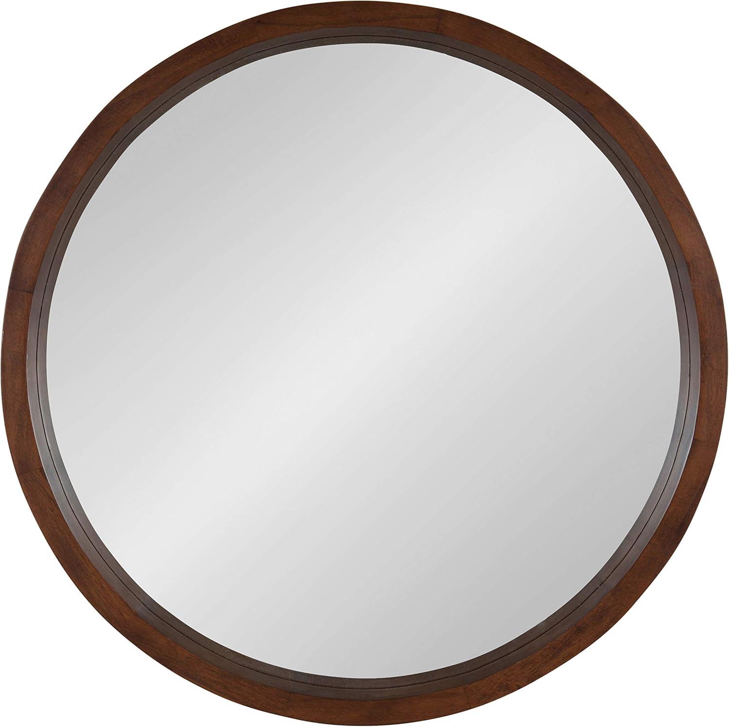 22&#34; x 22&#34; Hutton Round Wood Wall Mirror Walnut Brown - Kate and Laurel