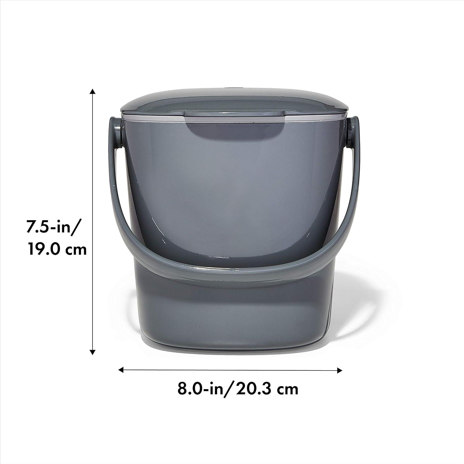 Charcoal Gray ABS Plastic Easy-Clean Compost Bin with Lid