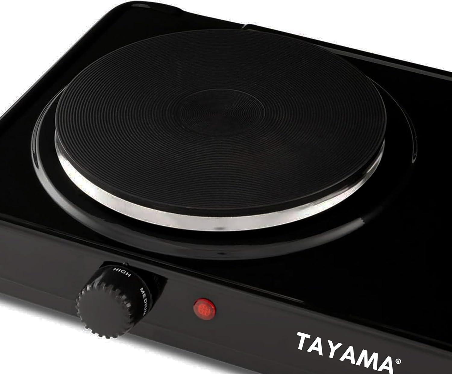 Tayama  Dual Burner Diecast Hot Plate with Temperature Controls, Black