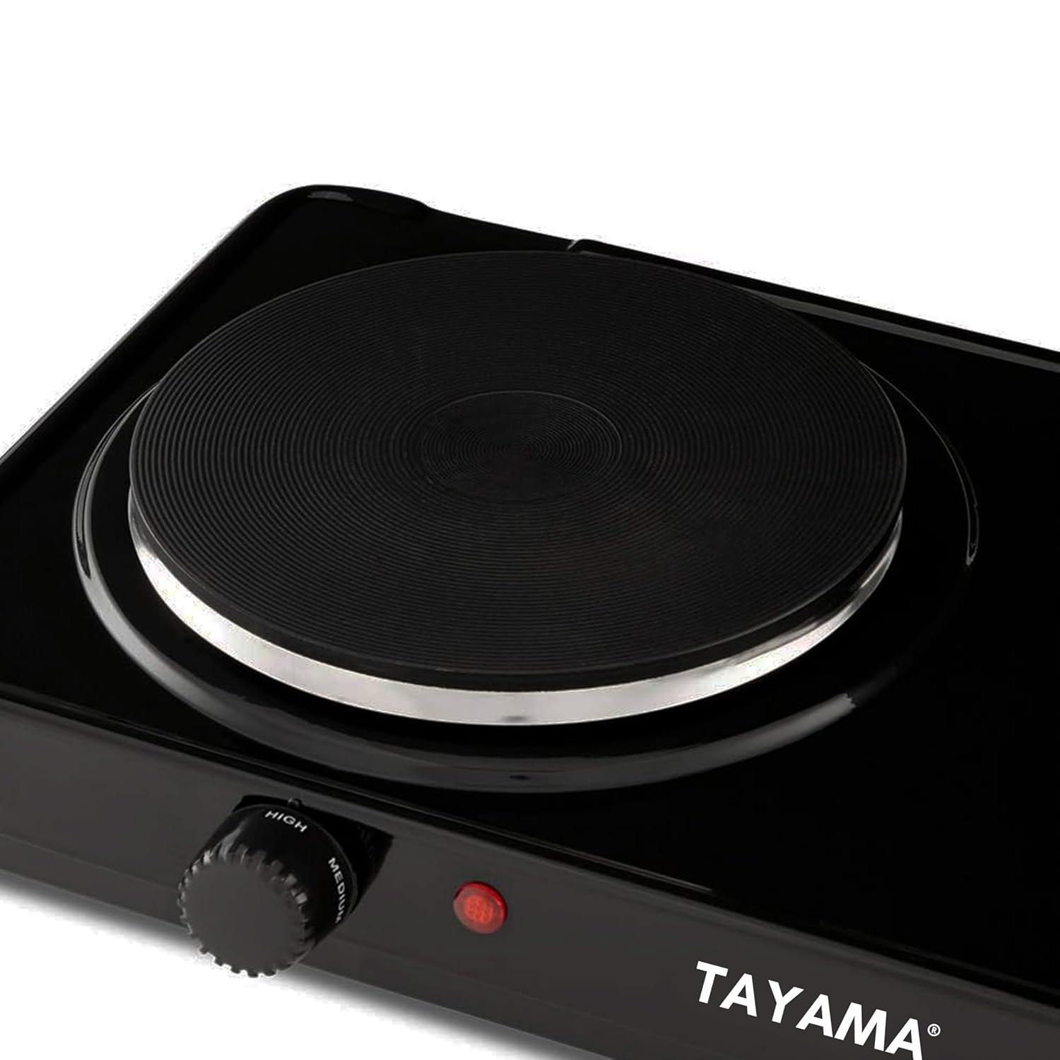 Tayama  Dual Burner Diecast Hot Plate with Temperature Controls, Black