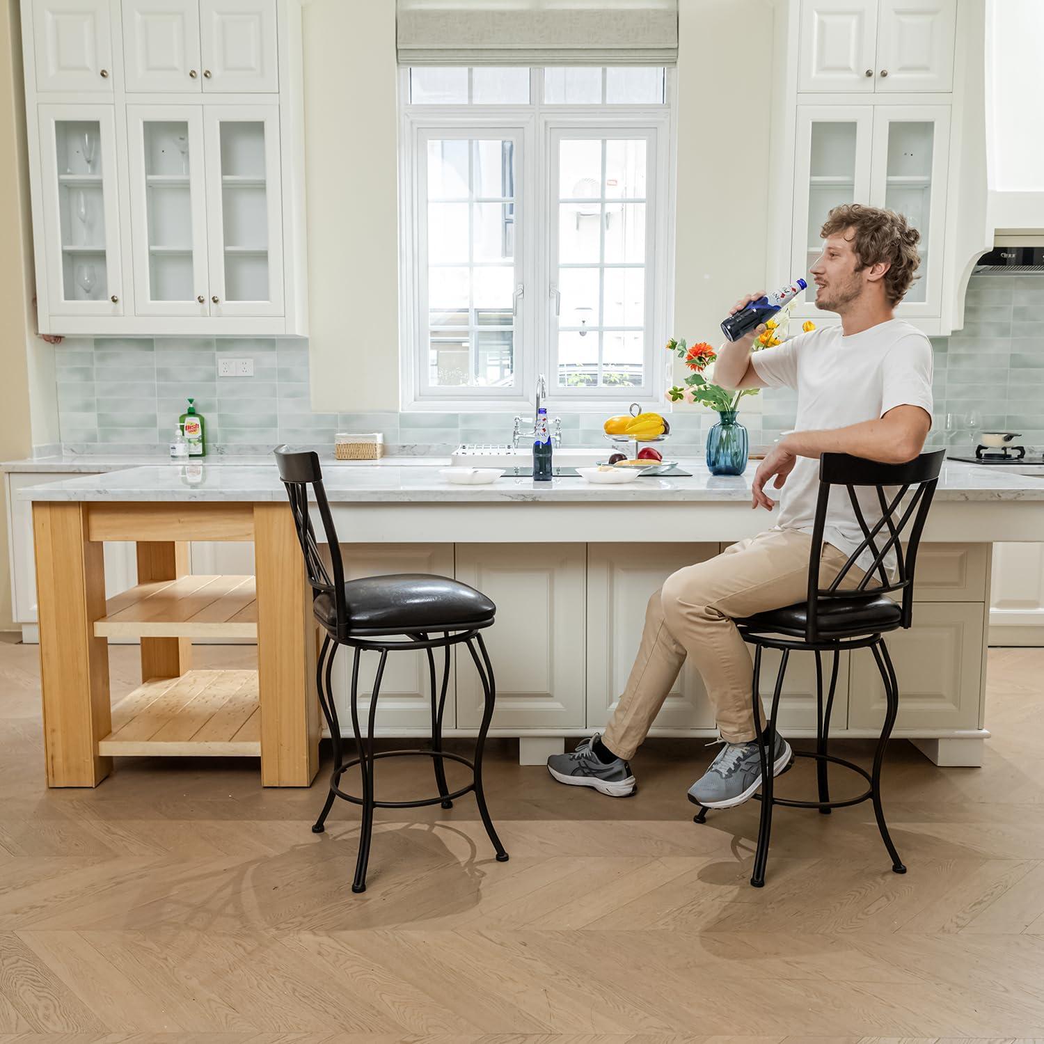 Williston Forge Swivel Upholstered Counter Stool with Both 24"/29" Legs Shipped for Height Adjustable (Set of 2)