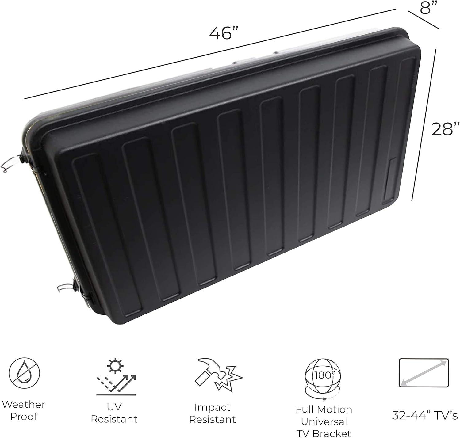 Black ABS Plastic Full-Motion Outdoor TV Enclosure with Wall Mount