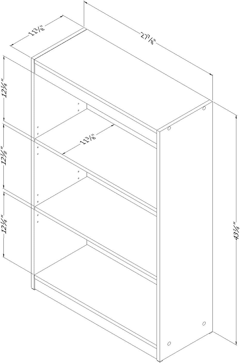 South Shore Smart Basics Bookcase with 3 Shelves, Pure White