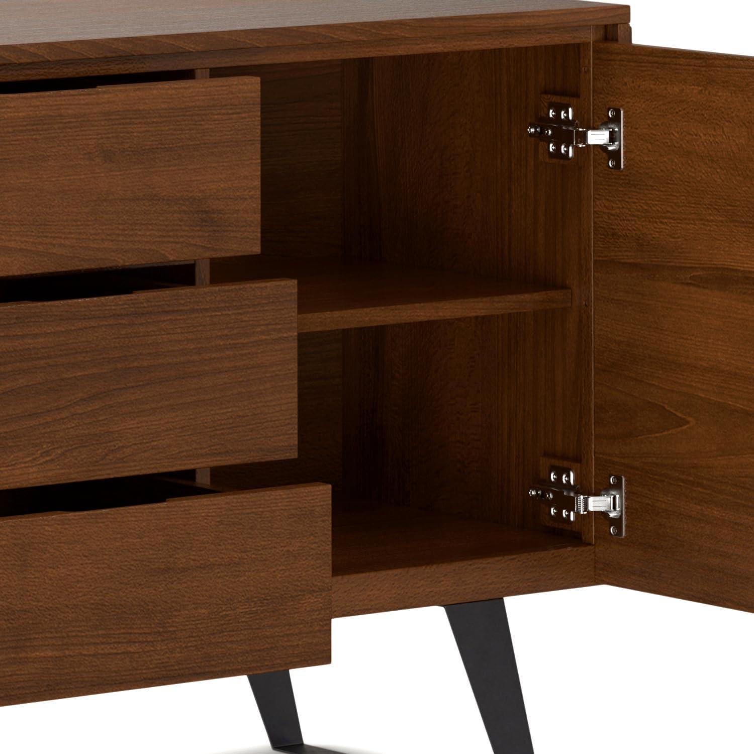 Simpli Home Lowry 60"W Solid Wood Modern Industrial 2-Door Sideboard Buffet with 3 Center Drawers