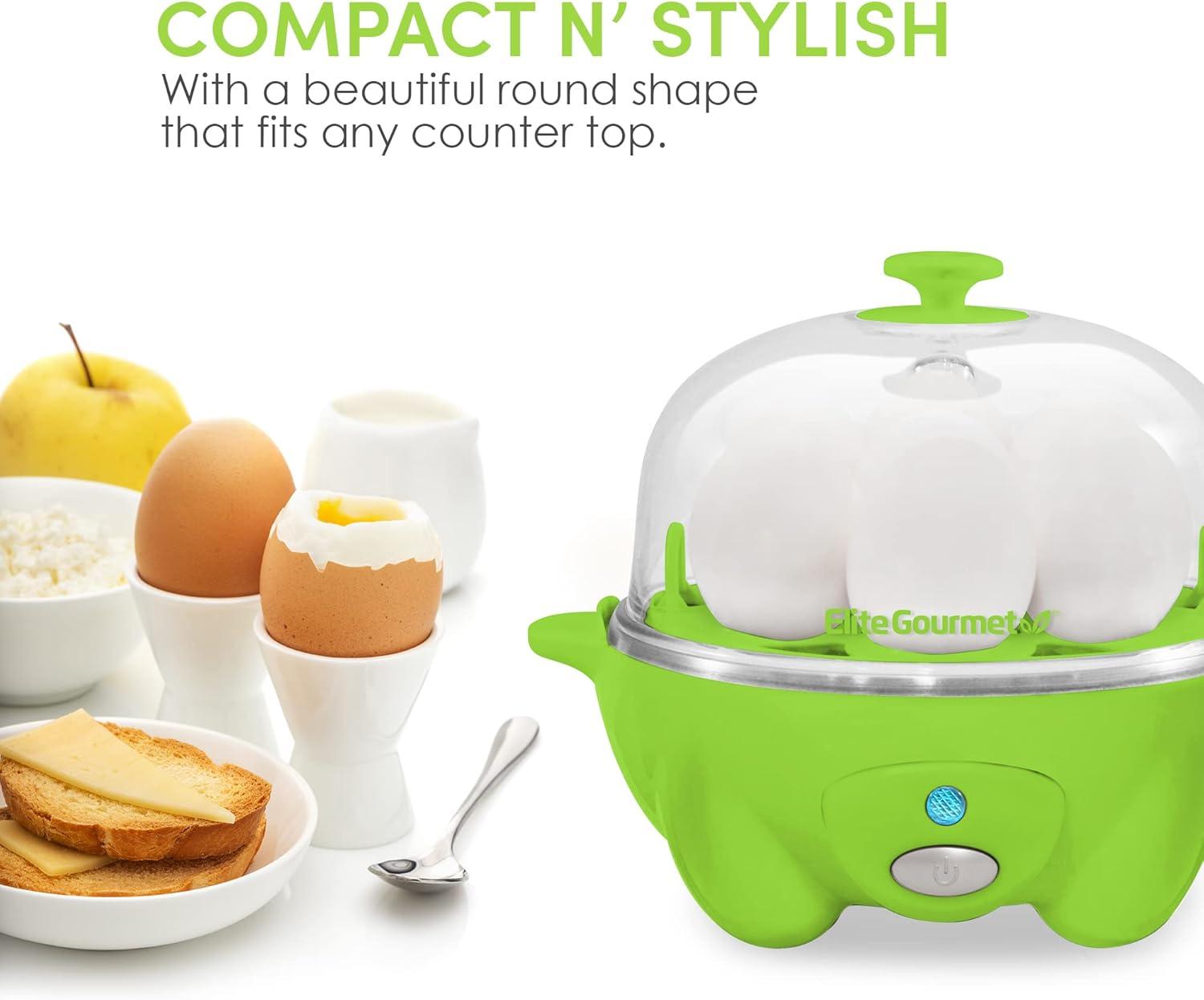 Elite Cuisine EGC-007G Automatic Easy 7-Egg Cooker, Green