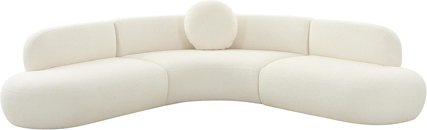 Cream Herringbone Four Piece Sectional with Ottoman