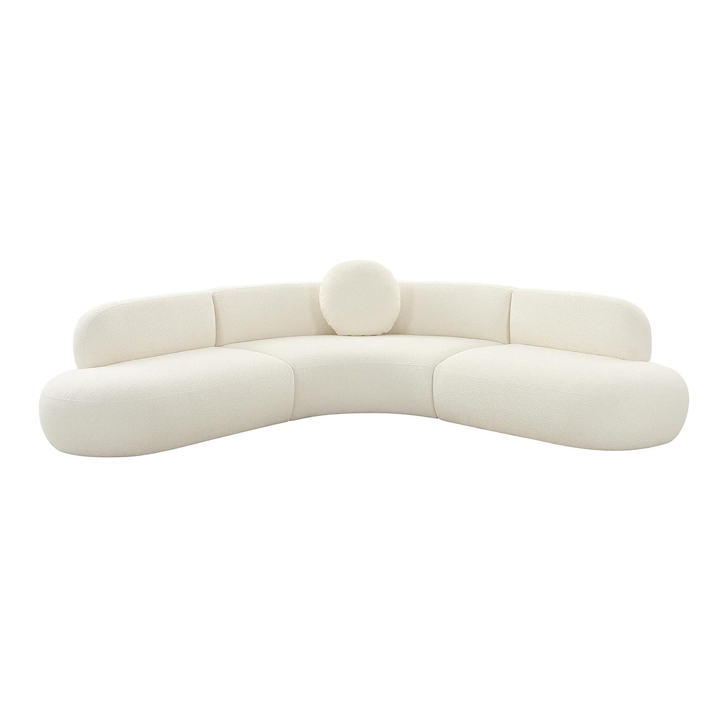 Cream Herringbone Four Piece Sectional with Ottoman