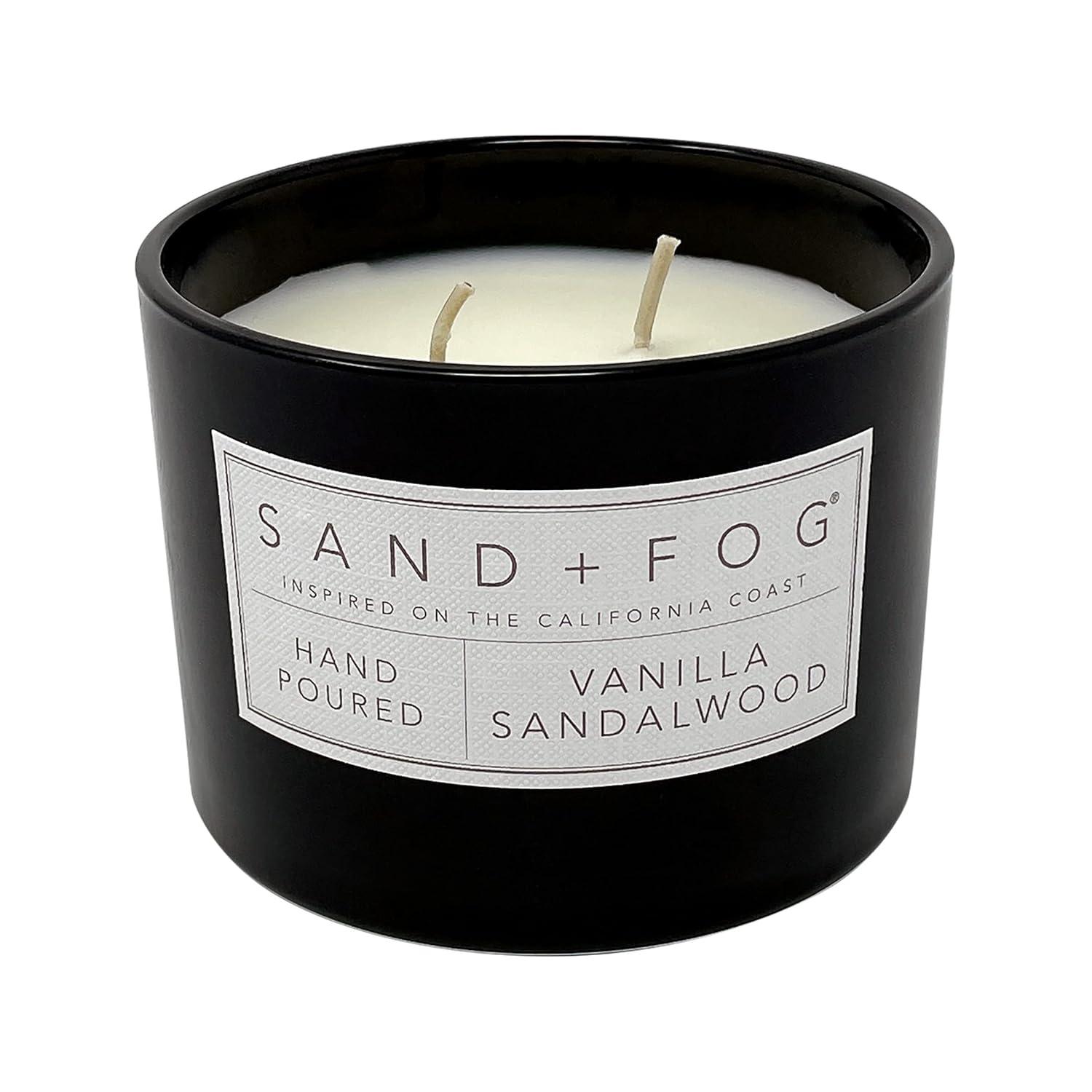 Sand + Fog Scented Candle - Vanilla Sandalwood – Additional Scents and Sizes – 100% Cotton Lead-Free Wick - Luxury Air Freshening Jar Candles - Perfect Home Decor – 12oz