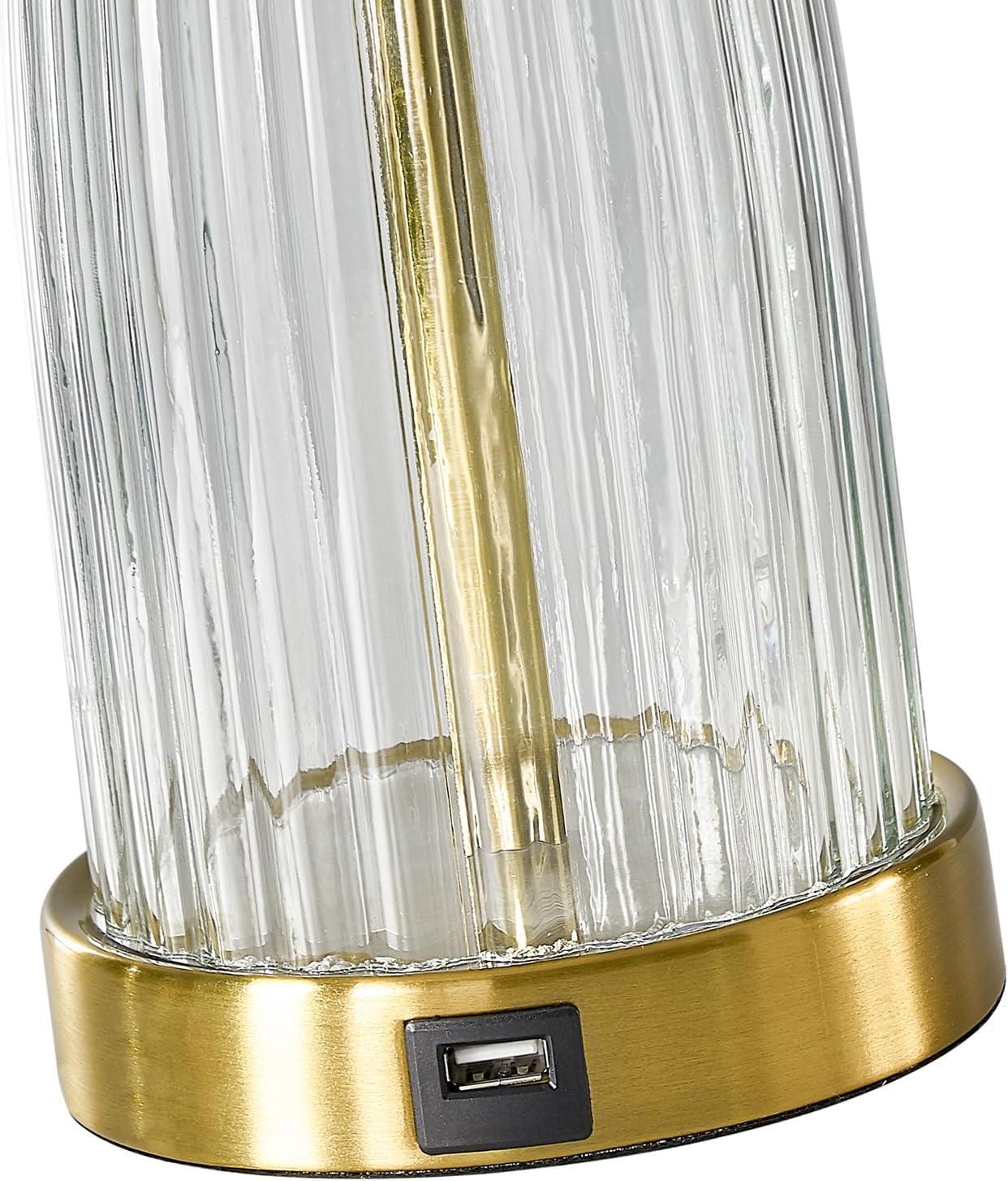 Aadyn 25'' Metal Glass USB Table Lamp