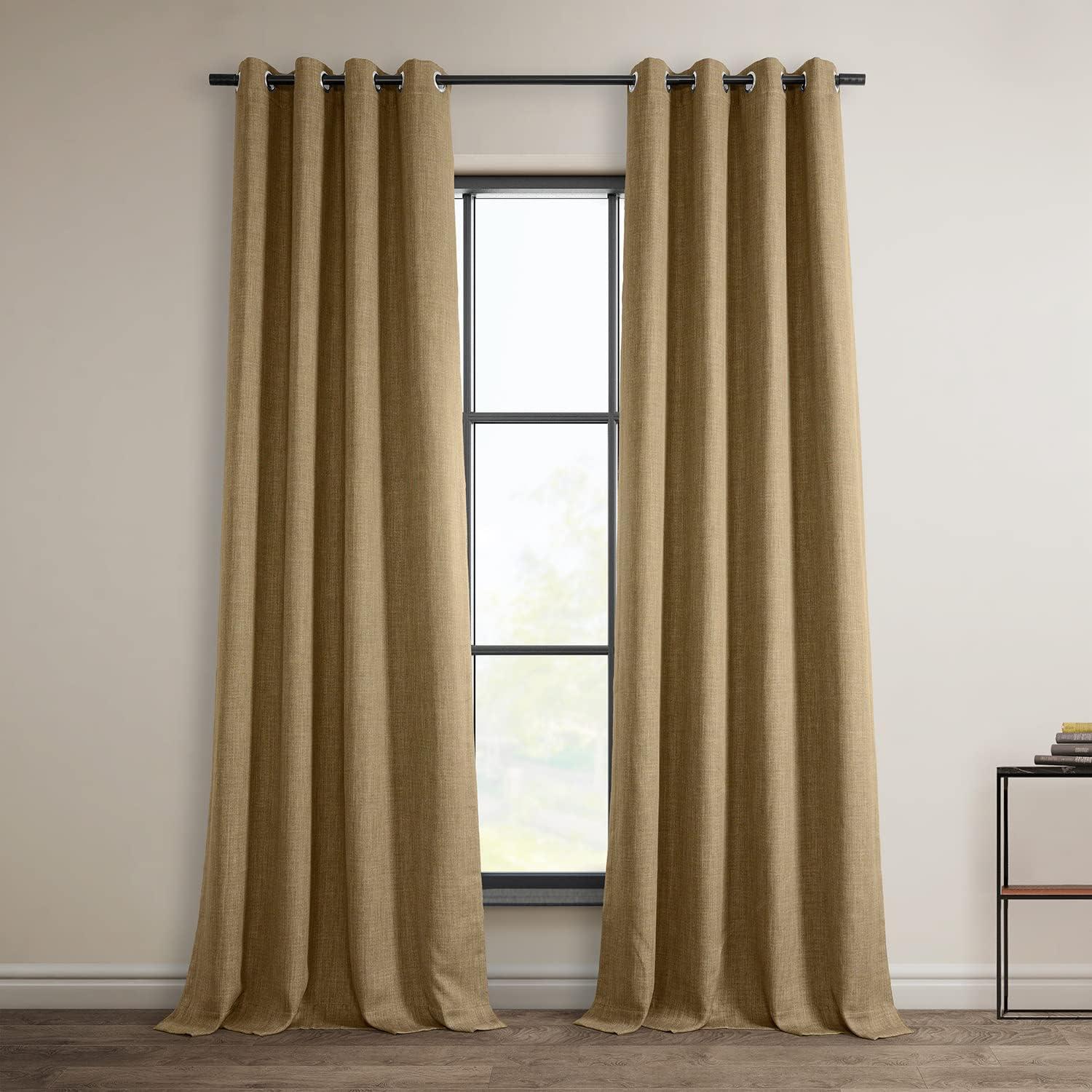 Butterscotch Faux Linen Room Darkening Grommet Curtain Panel