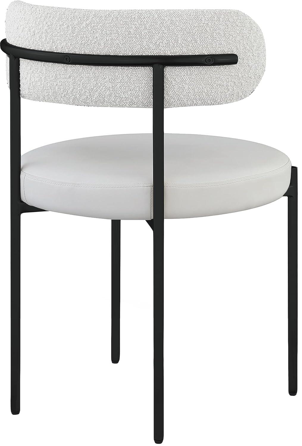 Beacon Cream Boucle Fabric Dining Chair with Black Metal Frame, Set of 2