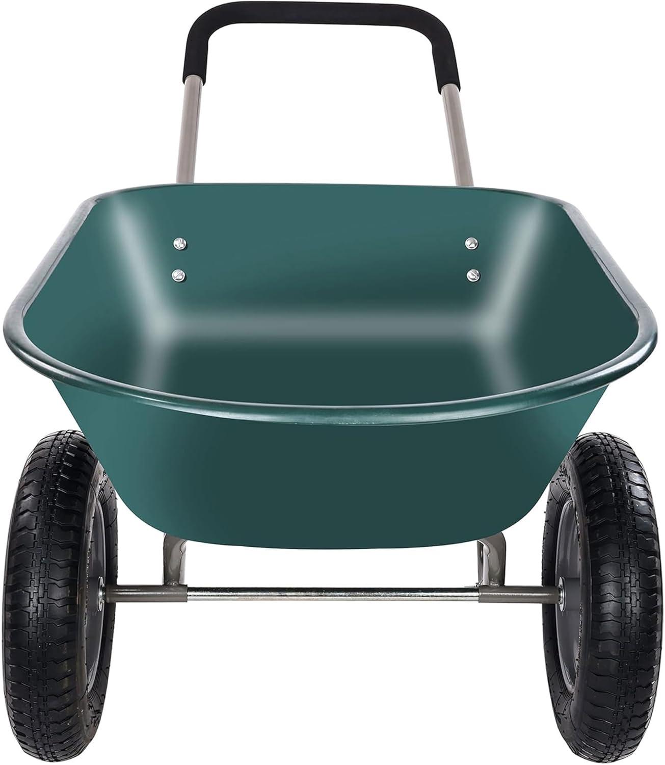 Costway 2 Tire Wheelbarrow Cart Heavy-duty Dolly Utility Cart Green