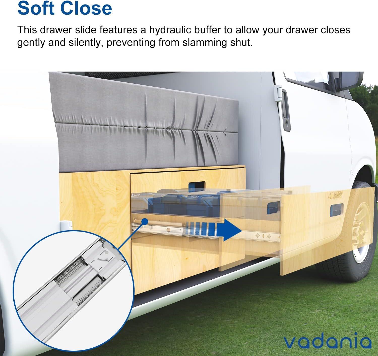 VADANIA VD2053 Heavy Duty Drawer Slides with Lock, 265lb Load Capacity, 28inch/700mm 1 Pairs