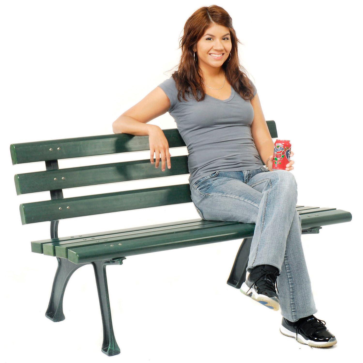 4 ft. Plastic Park Bench with Backrest, Green