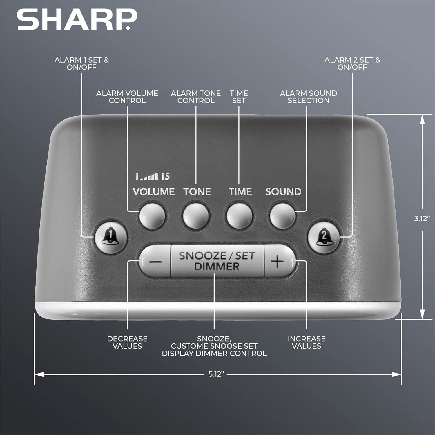 Sharp Super Loud Alarm Clock for Heavy Sleepers, 6 Extremely Loud Wake Up Sounds - up to 115db Volume
