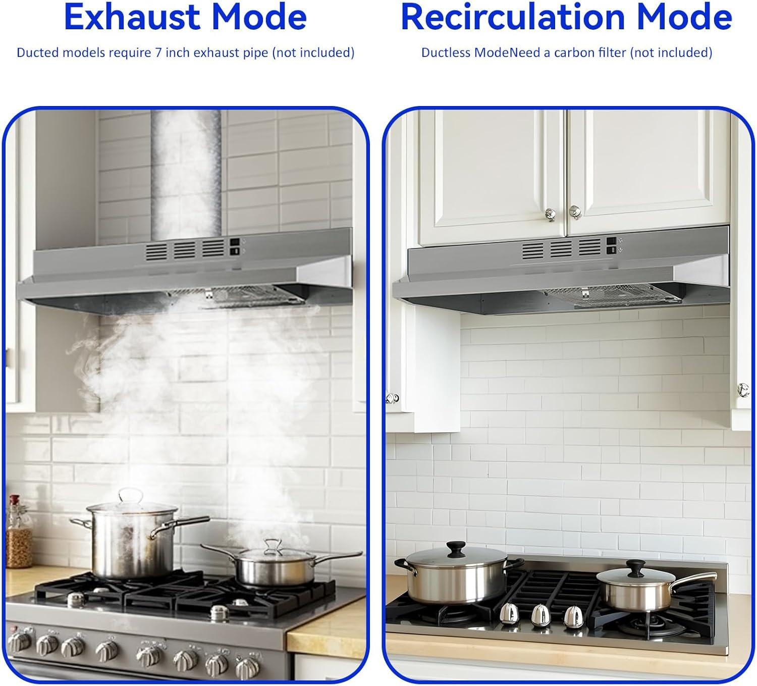 30 in. 900 CFM Convertible Wall Mount Range Hood in Stainless Steel with LED Lights, Carbon Filters and Touch, Gesture