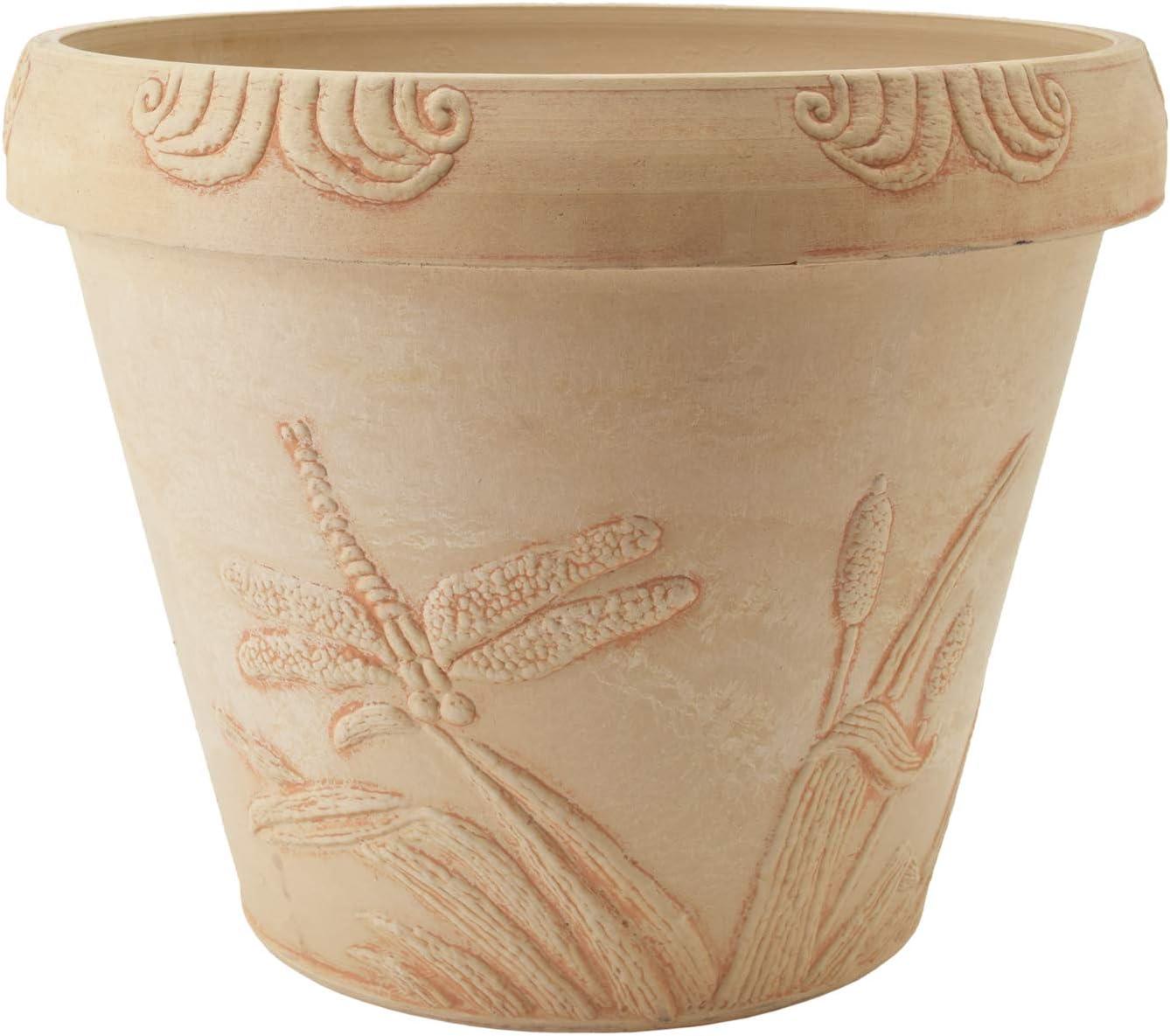 PSW Pot Collection Dragonfly Planter Pot for Indoor and Outdoor Plants and Gardens, 12.5' by 10, Terra Cotta Color