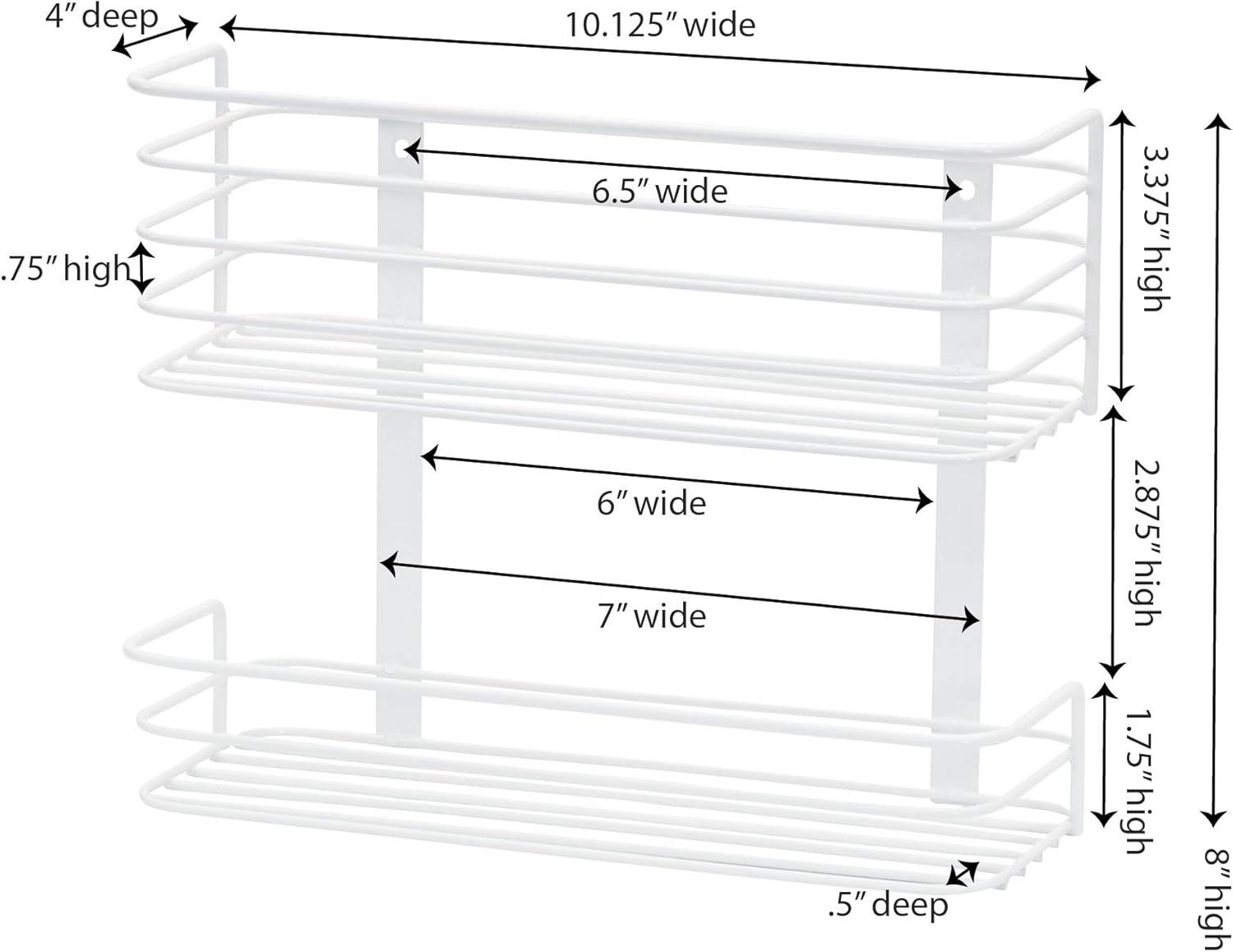 White 2-Tier Steel Wire Basket Door Mount Organizer