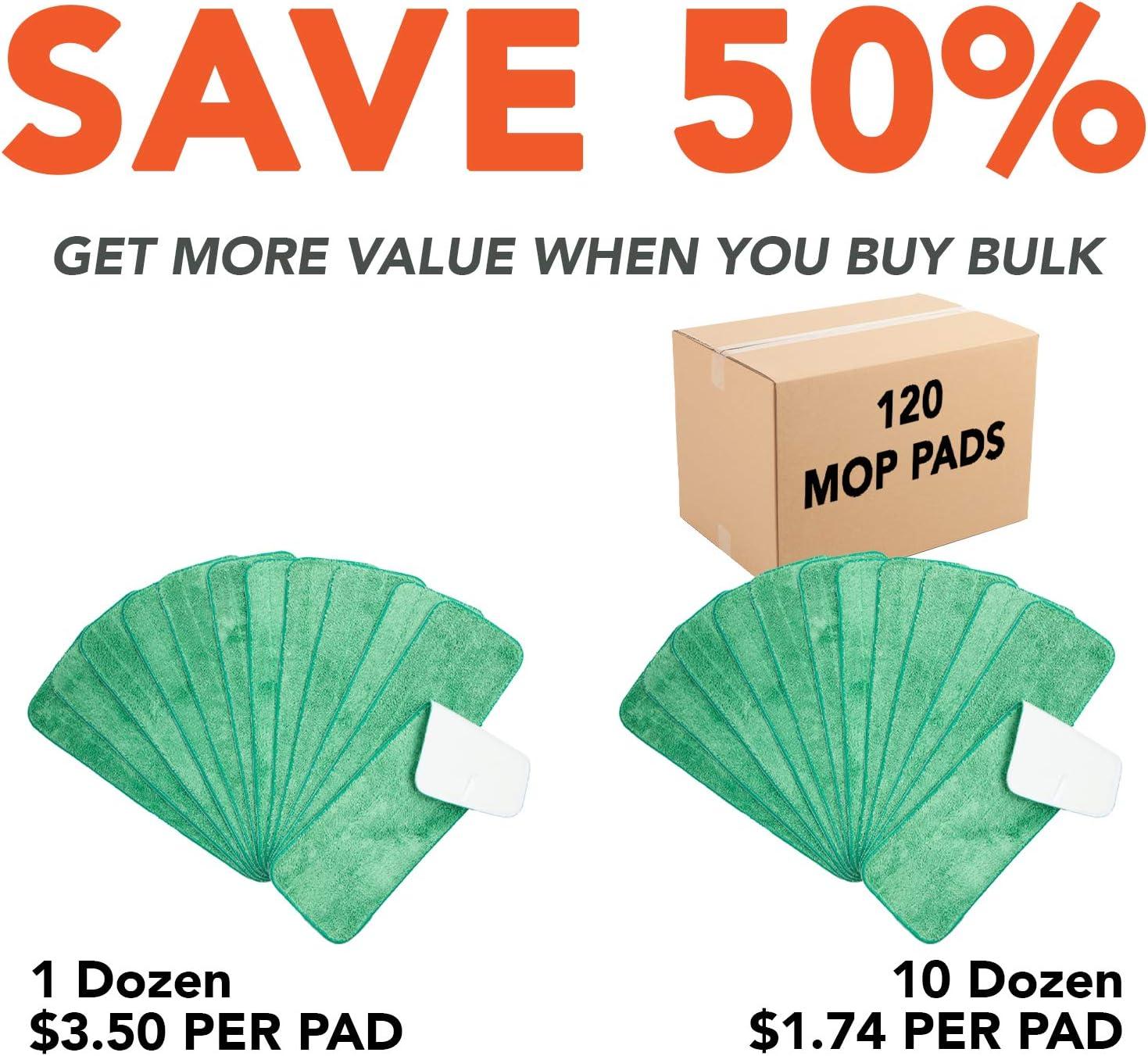 Arkwright Wet Mop Replacement Pads (12 Pack), Microfiber, 24 in., Green