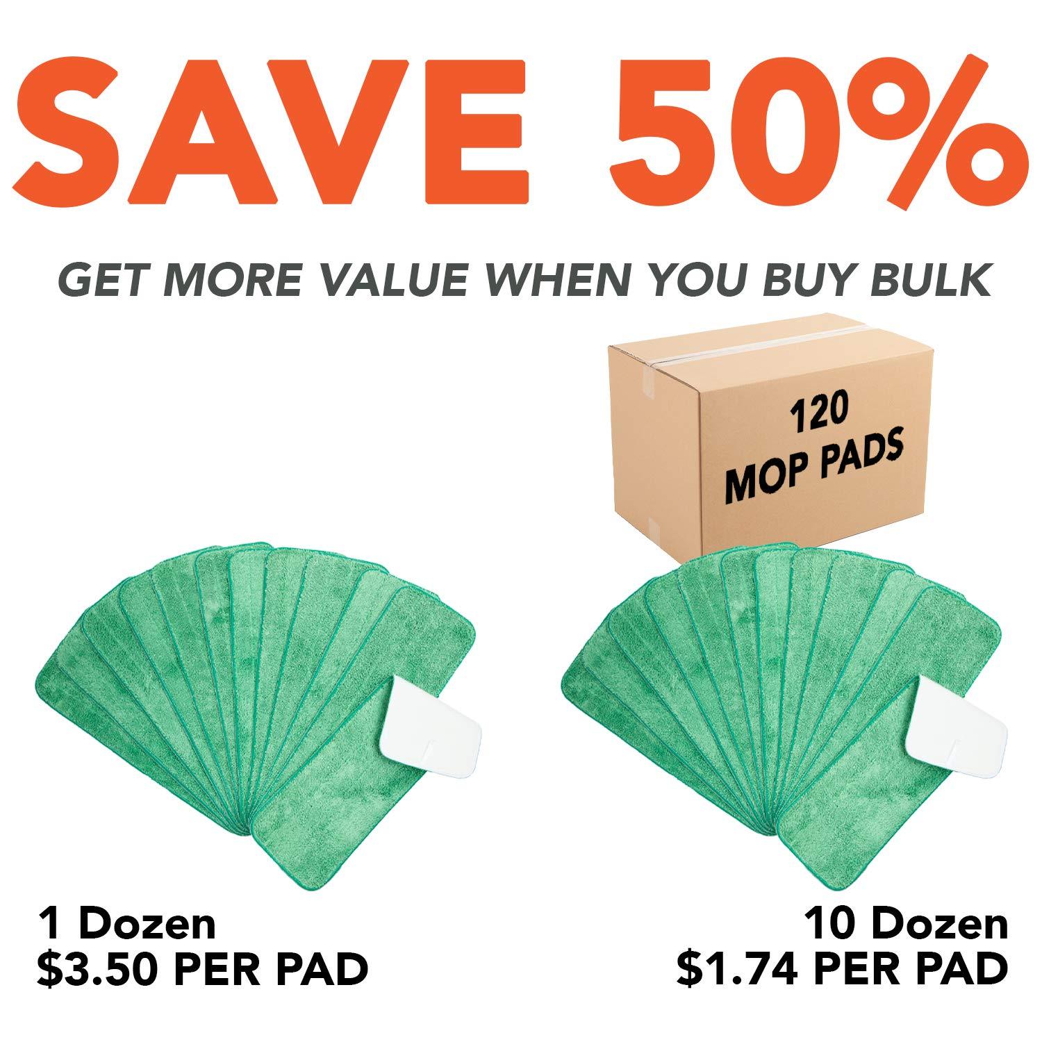 Arkwright Wet Mop Replacement Pads (12 Pack), Microfiber, 24 in., Green