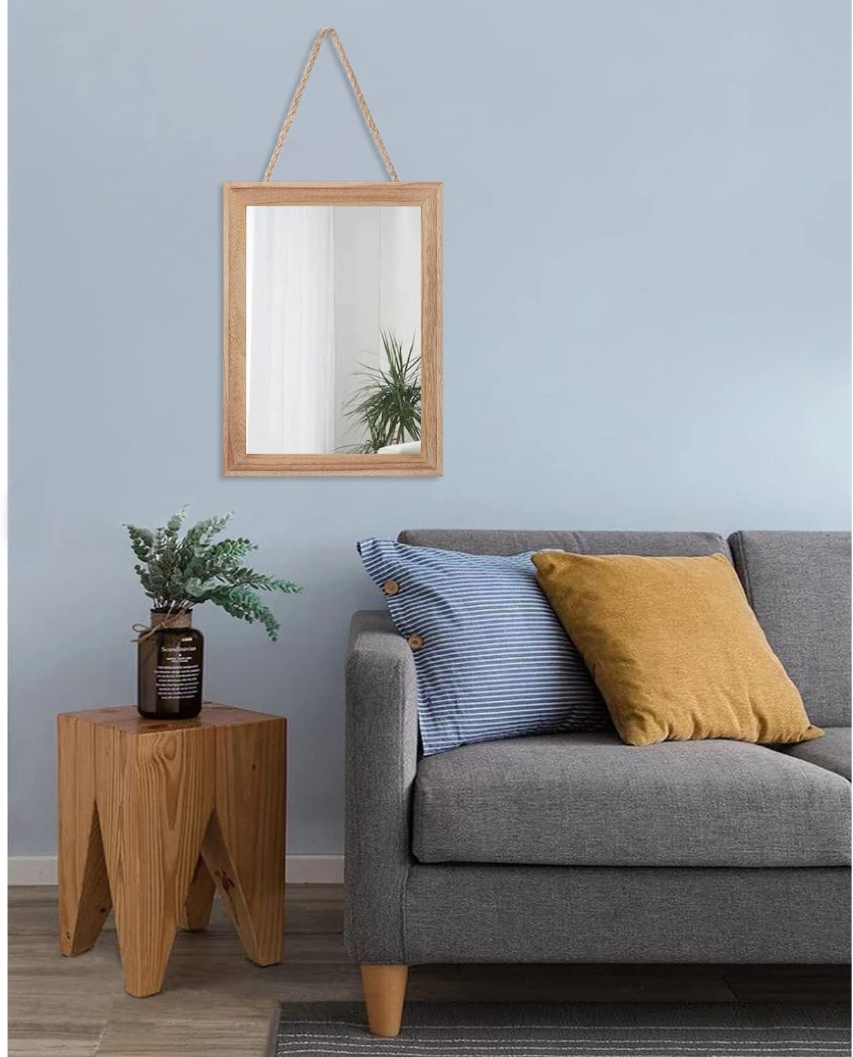 Rustic Light Brown Rectangular Wood Frame Mirror