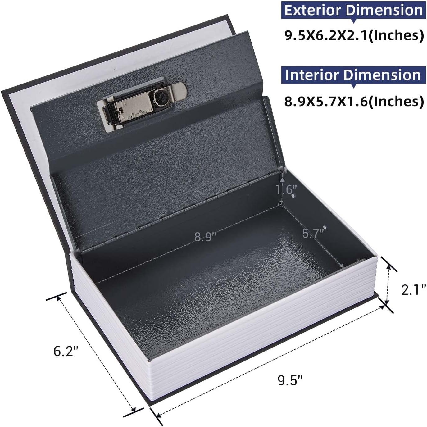 Book Safe Box with Combination Lock, Ohuhu Upgrade Dictionary Diversion Safe Secret Hidden Box for Home Office, Portable Safe Box for Money Cash Jewelry