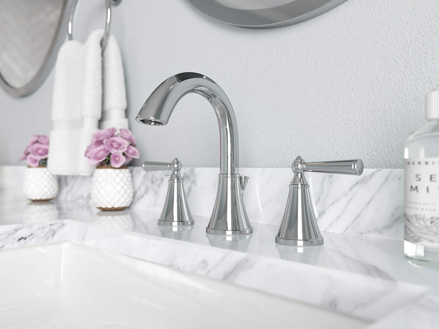 Saxton Double Handle Widespread Bathroom Faucet with Drain Assembly