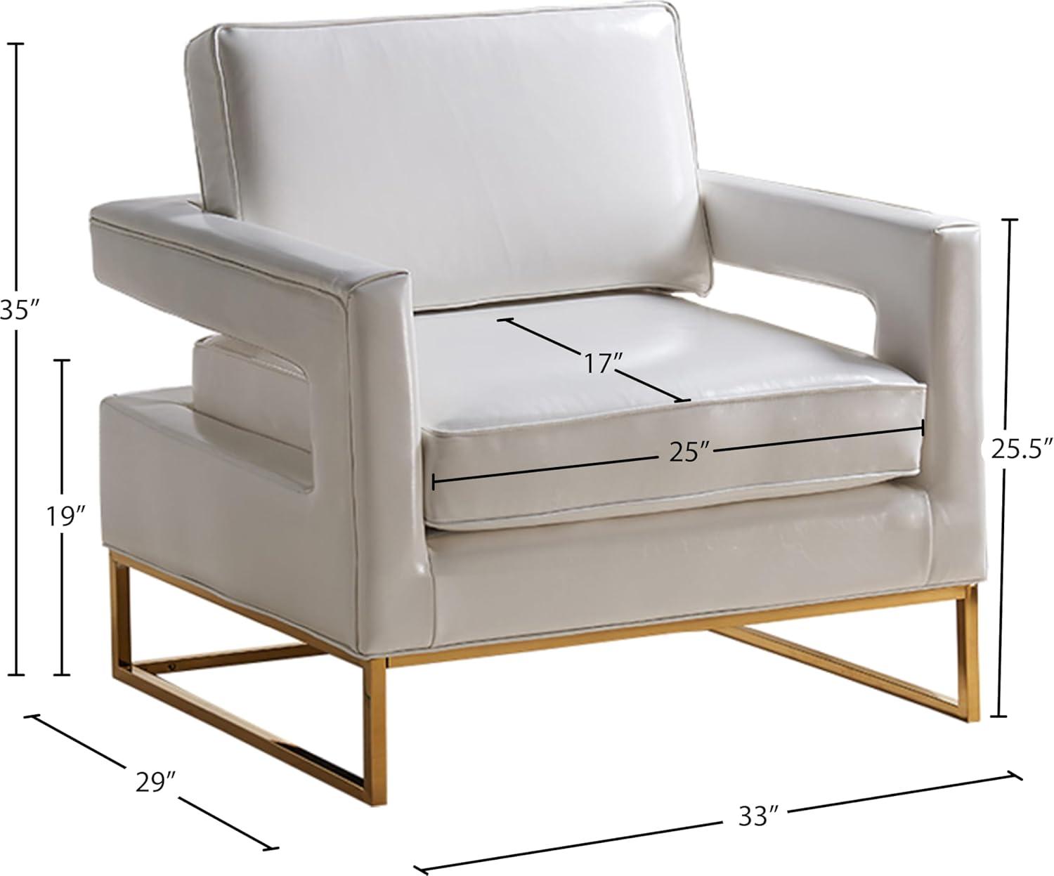 Meridian Furniture Amelia Silla Decorativa de Cuero Vegana Contemporánea de 19"H en Blanco