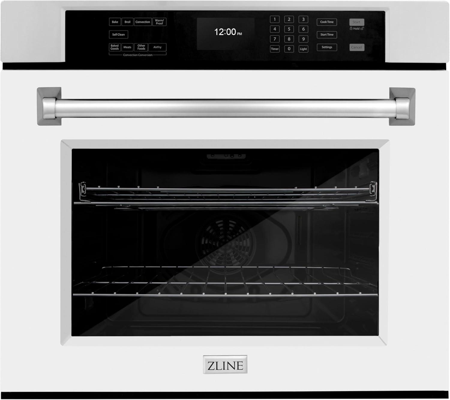 30-Inch Stainless Steel and Matte White Convection Wall Oven