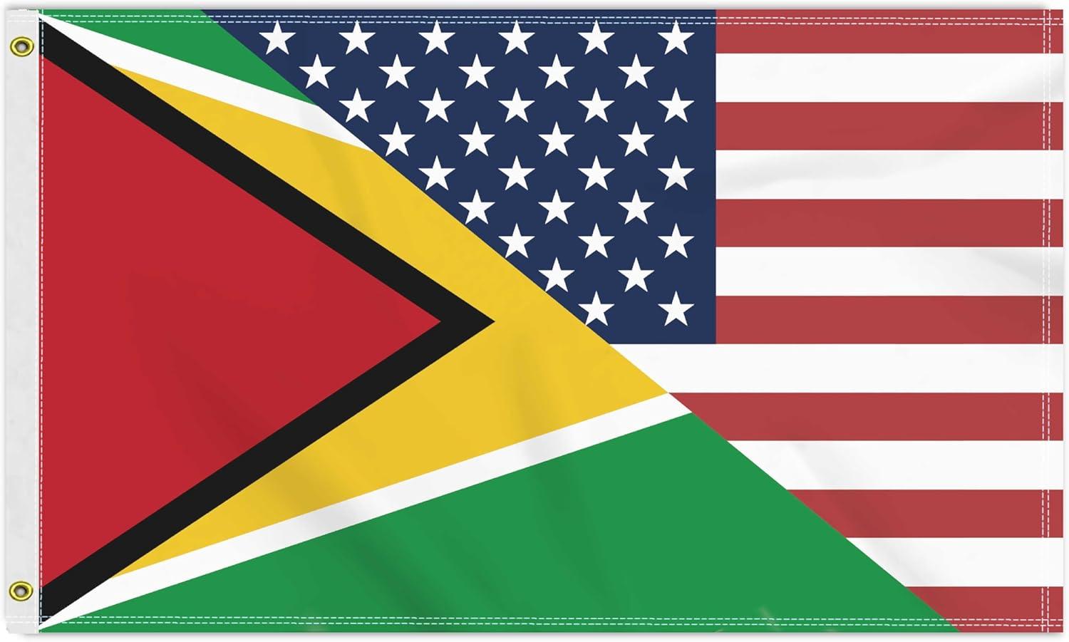 3x5 FT USA Guyana Friendship Flag with Brass Grommets