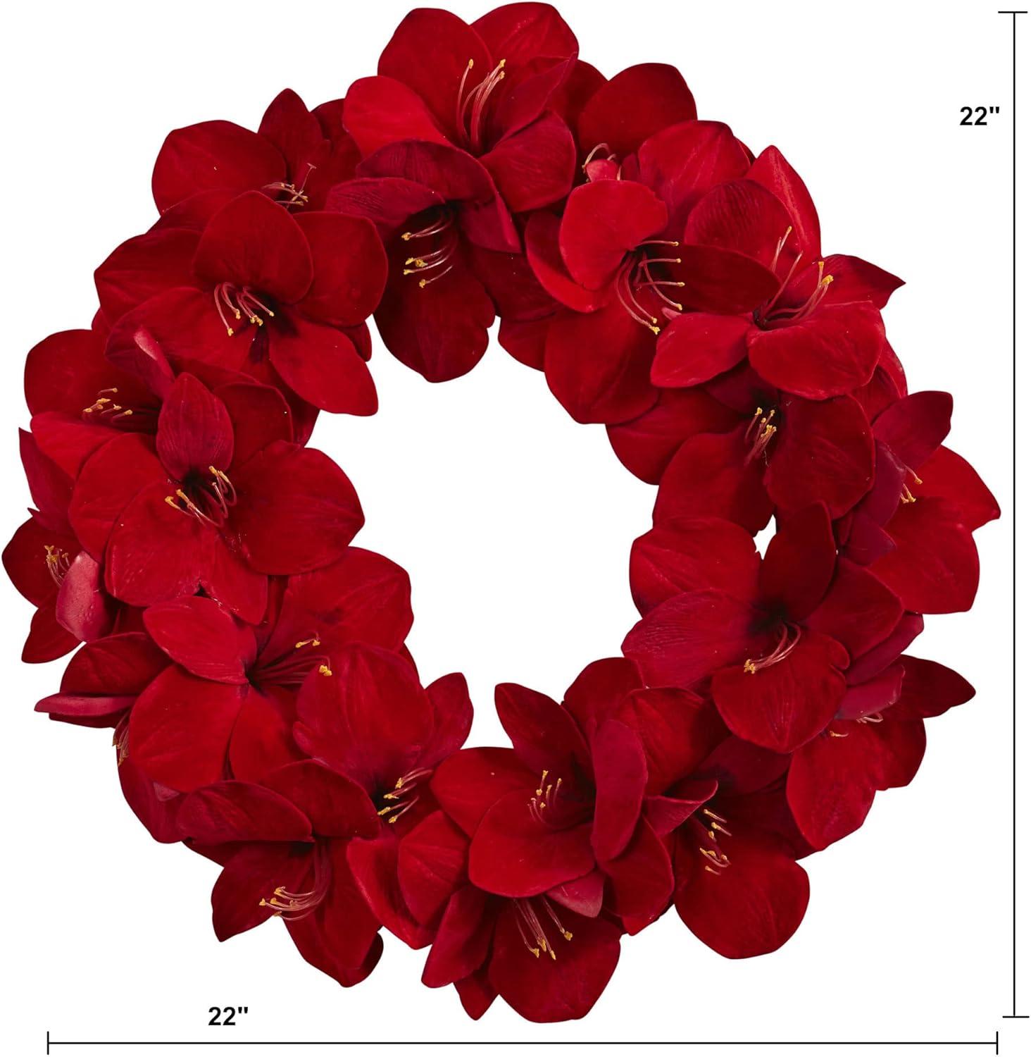 Nearly Natural 22” Amaryllis Wreath