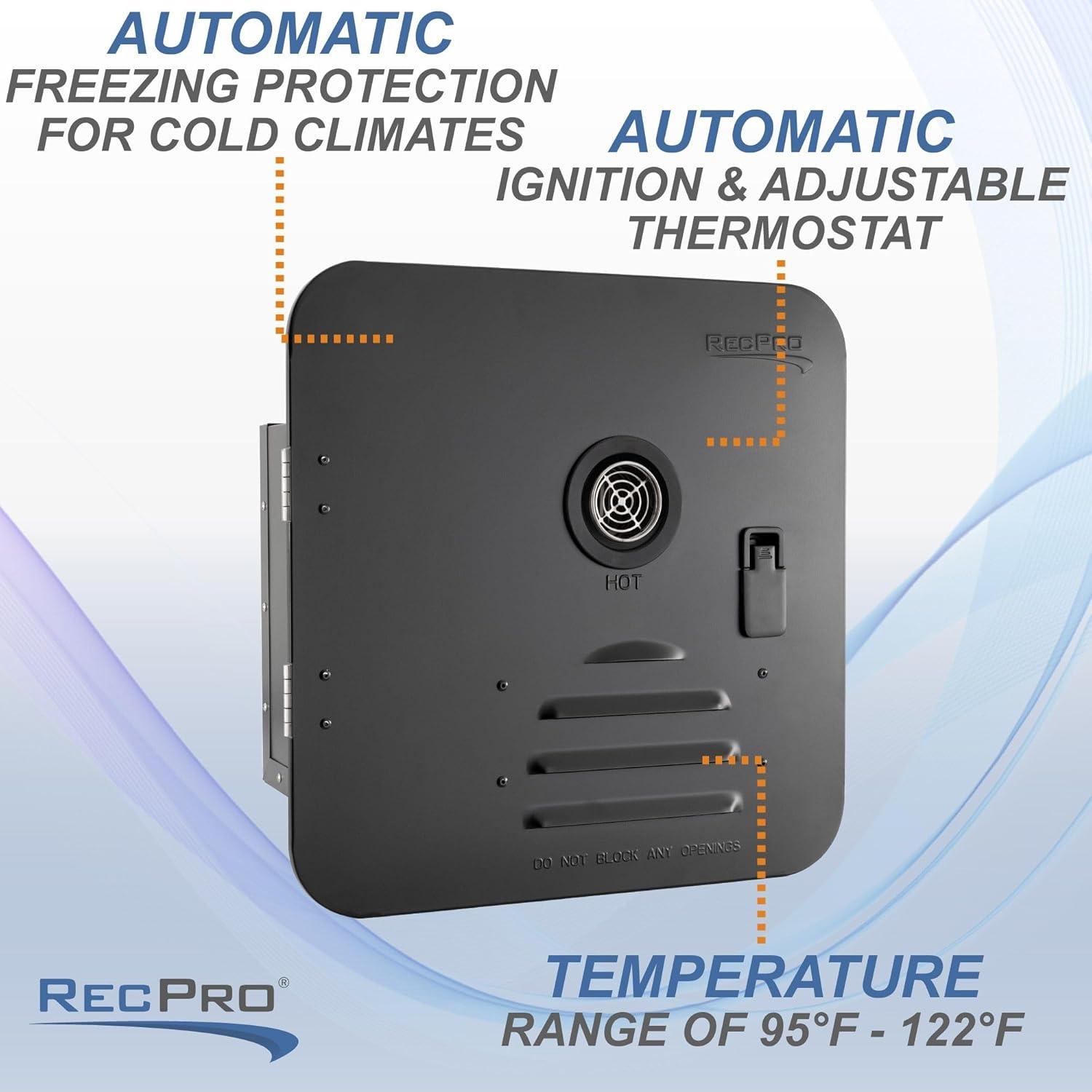 RecPro RV Tankless Water Heater | On Demand Hot Water Heater | 42,000 BTU | Gas Water Heater | Remote Control Included (Black)