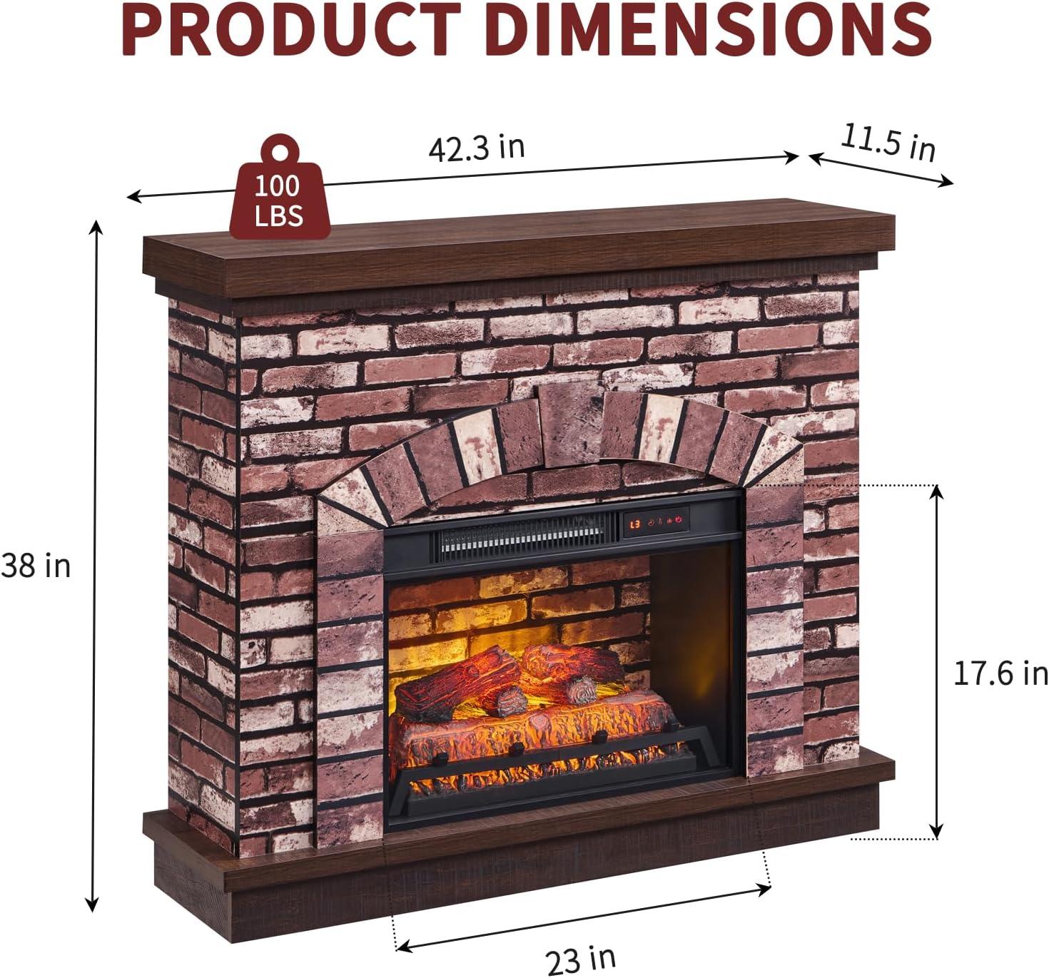 Millwood Pines 42" Farmhouse TV Stand With 23" Electric Fireplace Mantel