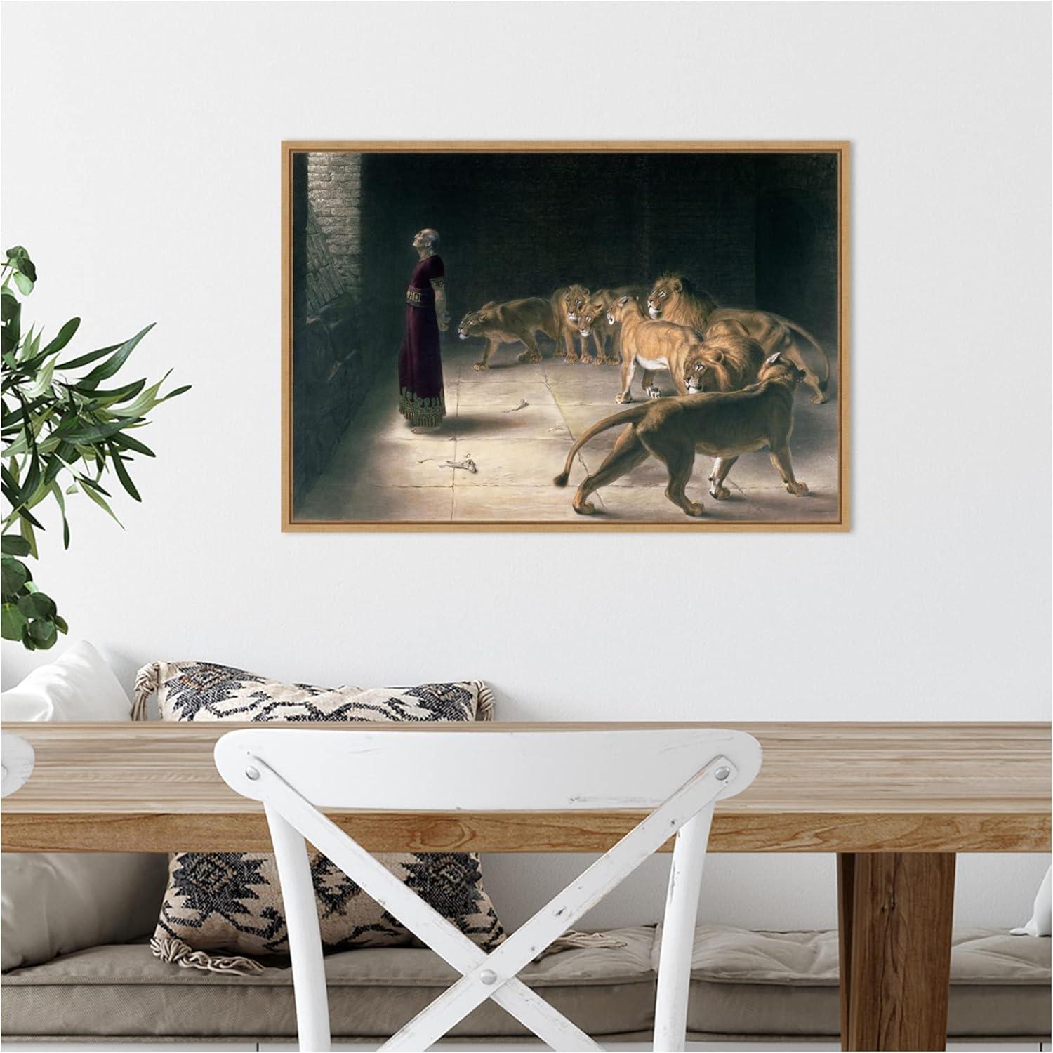 Amanti Art Daniel in the Lions Den Framed Canvas Wall Art