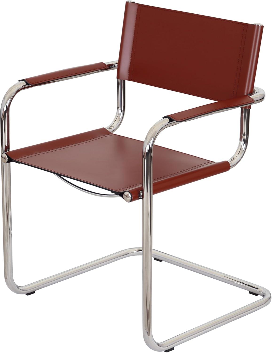 Breuer Chair Company Mart Stam Cantilever Armchair Arm Chair w/ Chrome-Plated Steel Frame (Various Bonded Leather Colors)