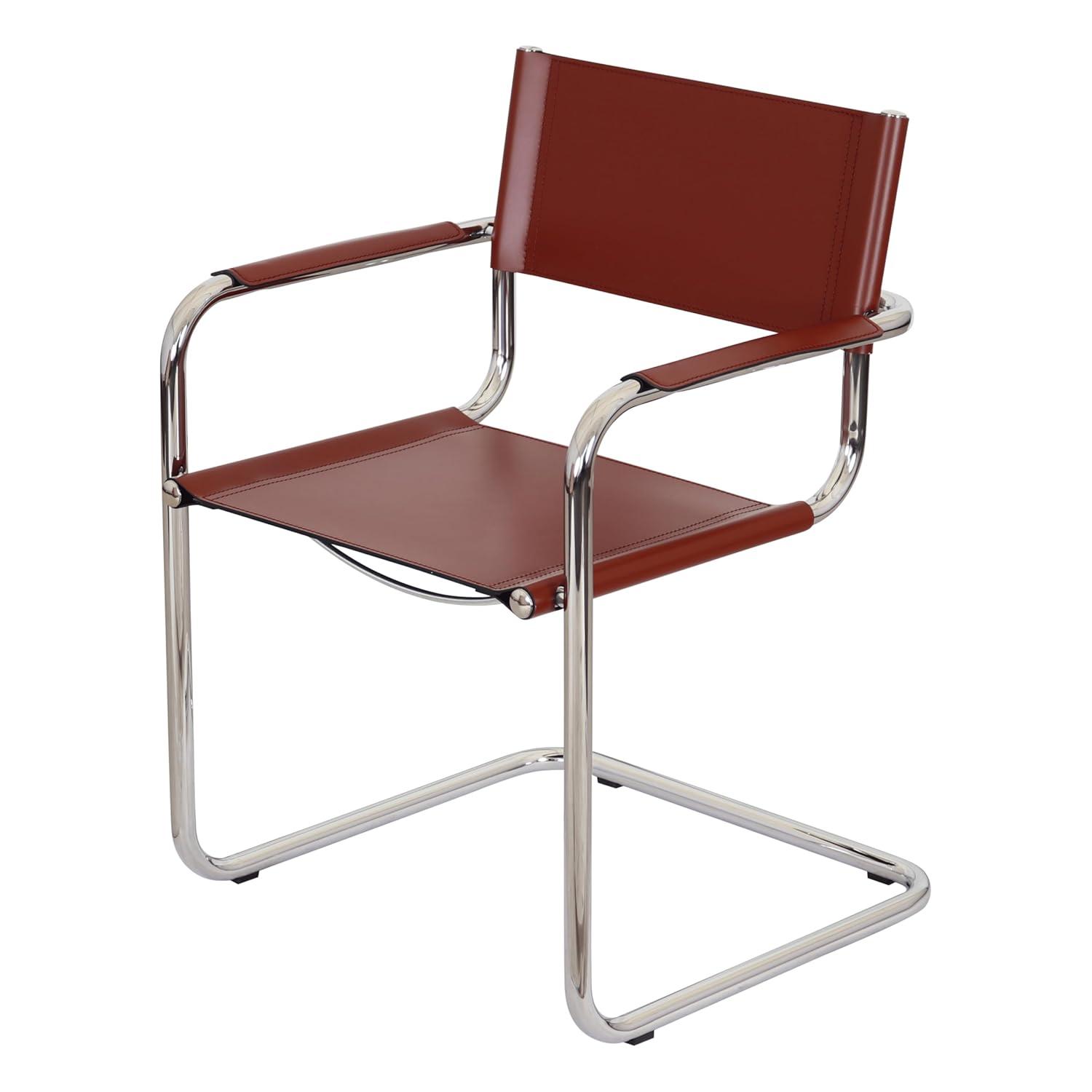 Breuer Chair Company Mart Stam Cantilever Armchair Arm Chair w/ Chrome-Plated Steel Frame (Various Bonded Leather Colors)